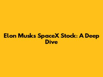 Elon Musk's SpaceX Stock: A Deep Dive