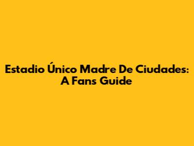 Estadio Único Madre De Ciudades: A Fan's Guide