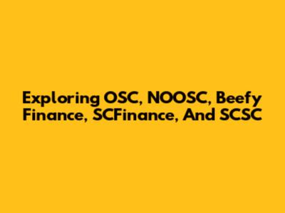 Exploring OSC, NOOSC, Beefy Finance, SCFinance, And SCSC