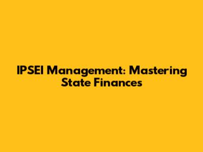 IPSEI Management: Mastering State Finances