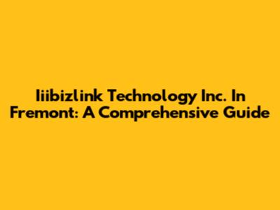 Iiibizlink Technology Inc. In Fremont: A Comprehensive Guide