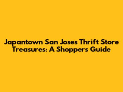Japantown San Jose's Thrift Store Treasures: A Shopper's Guide
