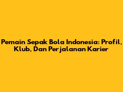 Pemain Sepak Bola Indonesia: Profil, Klub, Dan Perjalanan Karier
