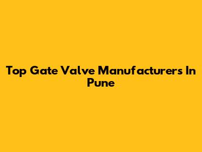 Top Gate Valve Manufacturers In Pune